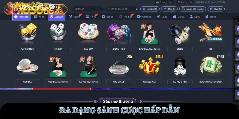 Đa dạng sảnh cược hấp dẫn
